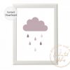 Pink rain cloud print