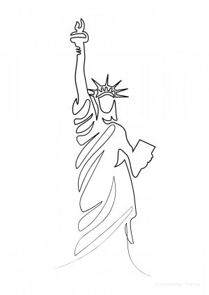 Statue of Liberty Continuous Line Drawing Print