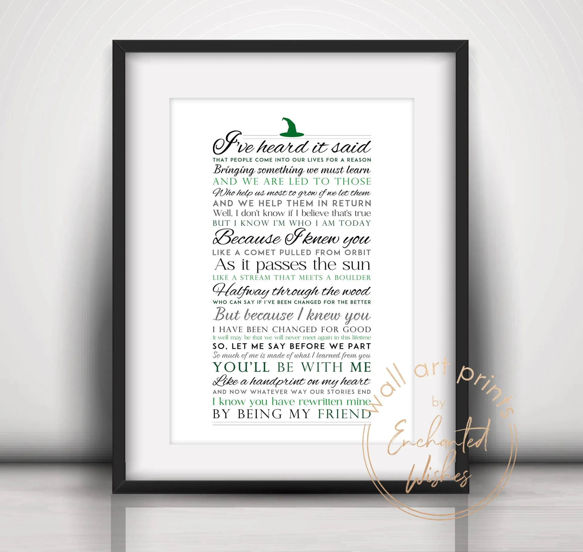 Wicked For Good Lyrics print printable