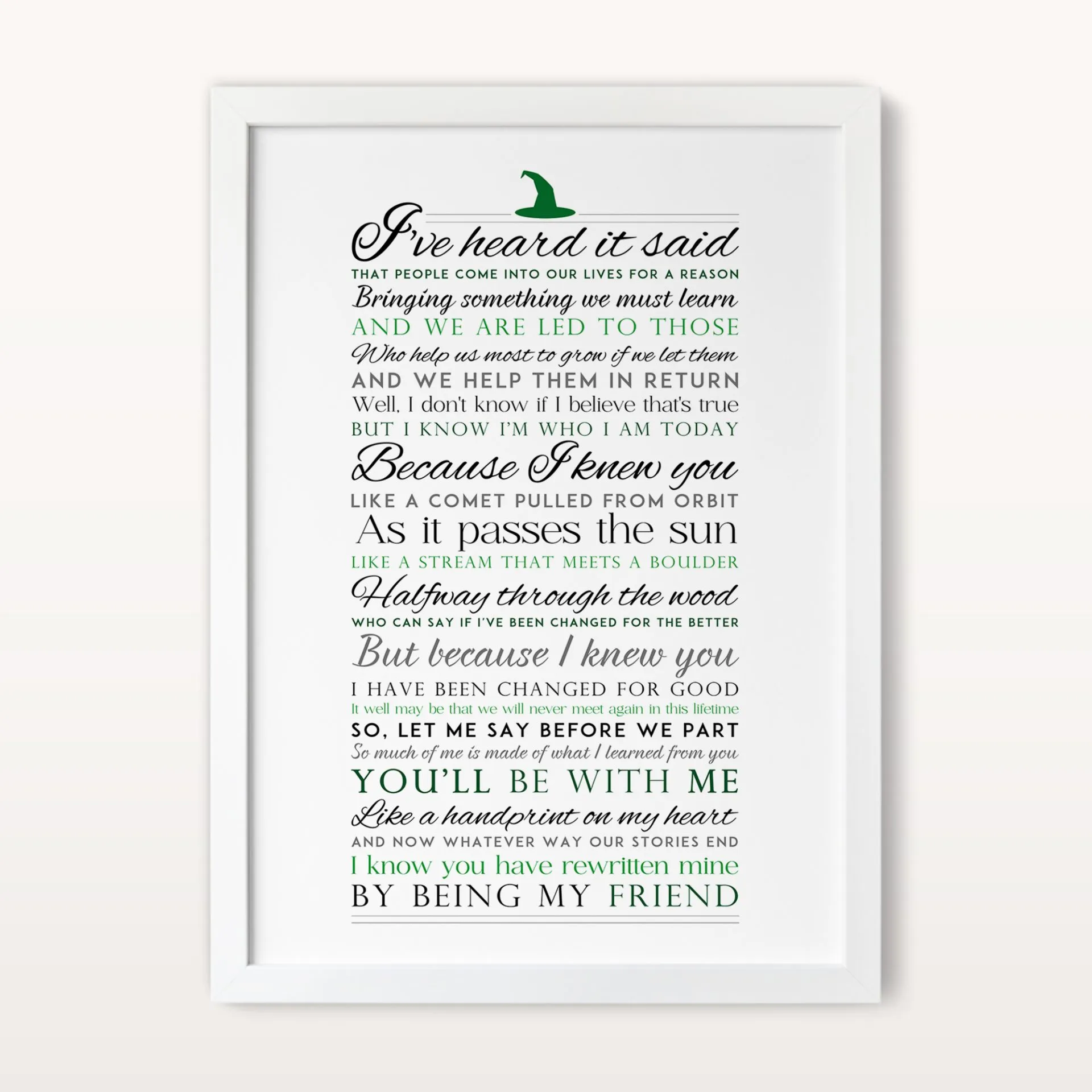 Wicked For Good Lyrics print printable