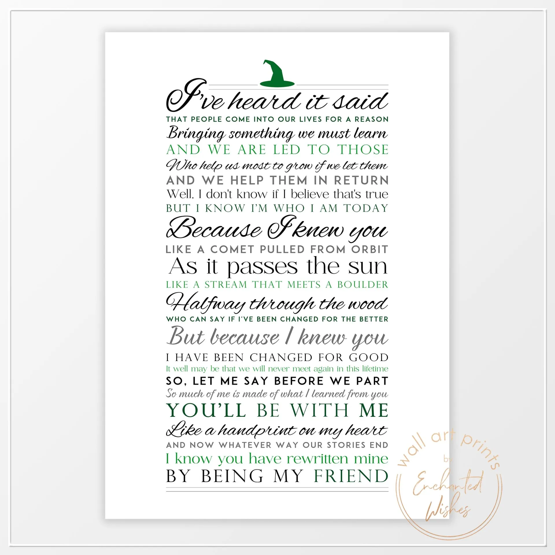 Wicked For Good Lyrics print printable