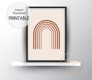 Retro burnt orange rainbow print