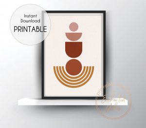 Burnt orange abstract shapes print