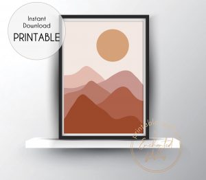 Abstract burnt orange mountains print