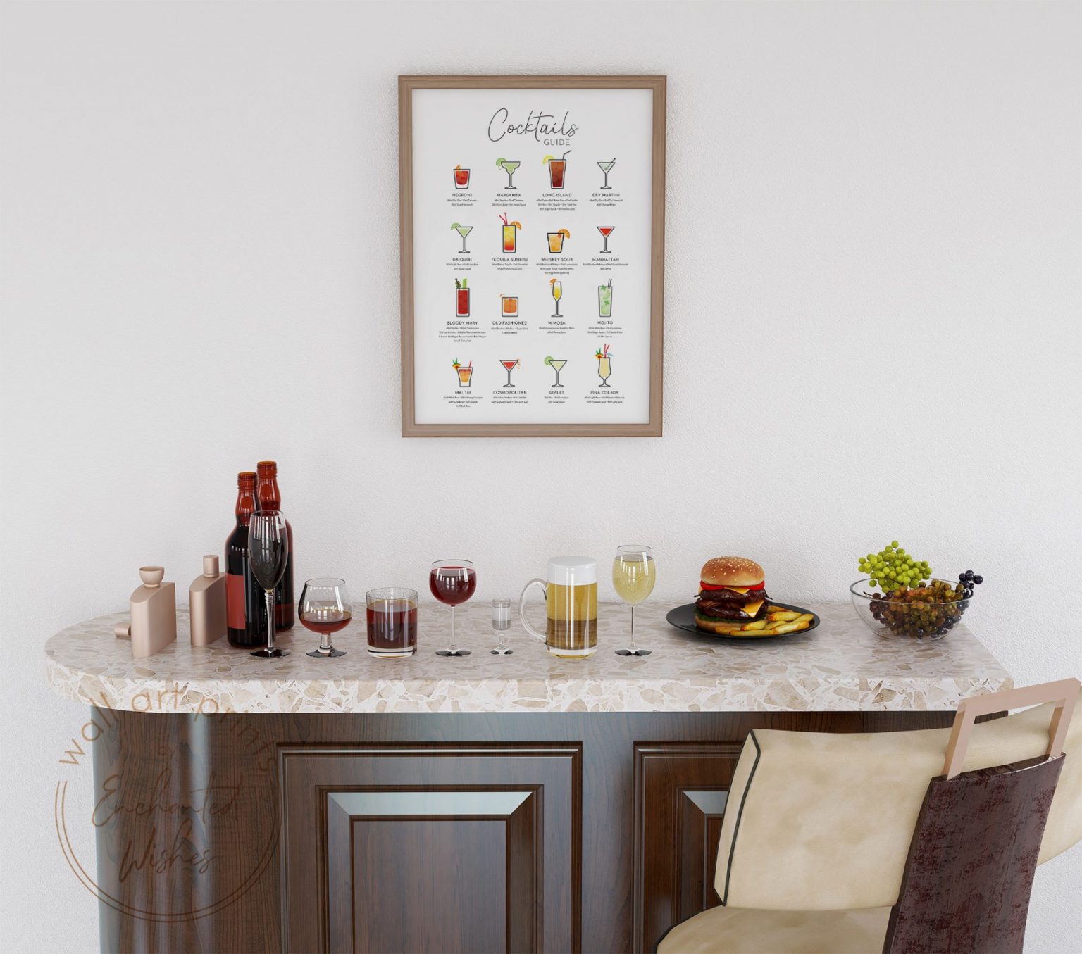 Cocktails Guide Print - Kitchen Wall Art