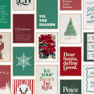 Christmas wall art bundle, festive printable print set